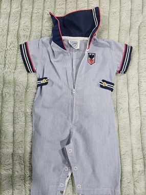 Vintage Little Bit Infant Romper  Boys Nautical Sailor Style